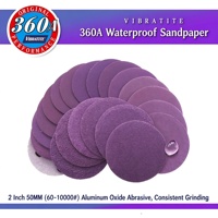 Disque de ponçage humide et sec violet de 2 pouces 360A, en oxyde d'aluminium, avec support en feutre, papier abrasif rond pour le polissage des métaux