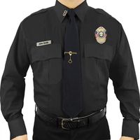 Chemise uniforme de garde de sécurité à manches longues en poly coton Patch de broderie personnalisé Transport médical vêtements de travail chemises bleues tactiques