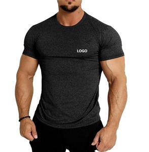 T-shirts de sport pour hommes, taille US, logo personnalisé, séchage rapide, manches courtes, coupe ajustée, vêtements de fitness, t-shirt de musculation - Product Image 1