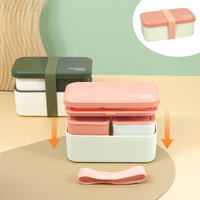 Nouveauté Boîte à bento en plastique 4 compartiments réutilisable et étanche pour enfants Conteneur de stockage des aliments pour l'école et le déjeuner