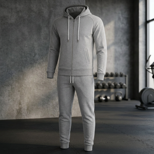 Conjunto Deportivo de Felpa de Algodón al por Mayor para Hombre, Sudadera con Cremallera Completa y Pantalones Jogger, Ropa Deportiva Casual de Dos Piezas con Logotipo Personalizado - Product Image 3