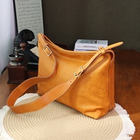 Sac à bandoulière pour femme en cuir de vachette pleine fleur tanné végétal, avec fermeture éclair et détails cousus, sac à main décontracté et tendance