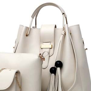 Ensemble de 3 sacs fourre-tout à pompons pour femme, sac à bandoulière grande capacité, élégant, de luxe, en cuir PU, pour soirée et bureau - Product Image 6