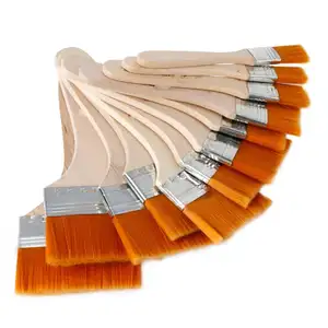 Paint Brush Set Nylon Bristle Hair Wooden Handle Oil Acrylic Watercolor Gouache Artist Paint Brushes For Wall