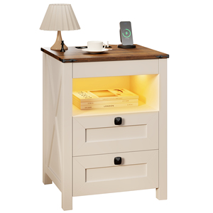 Modern Moroccan-Style Wooden Bedside Table with LED Light Invisible Lock Human Sensor <strong>Drawer</strong> - Product Image 6