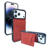Étui de téléphone en cuir PU à double pochette pour cartes, avec fentes intégrées, portefeuille arrière fin et bord de caméra surélevé pour iPhone 18/17