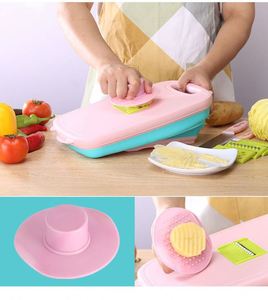 Planche à découper multifonctionnelle neuf-en-un en plastique pour légumes avec passoire pliable - Product Image 3