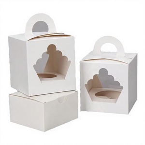Wholesale Cheap White Square Cupcake Boxes with Window Recyclable Ivory <b>Board</b> Magnetic Closure & Sponge Lining - Product Image 2