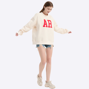 Biểu Tượng Tùy Chỉnh Thư Thêu In Phụ Nữ Của Mock Cổ Áo Quá Khổ Dài Tay Áo Bông Áo Thun Áo Nhà Sản Xuất - Product Image 5