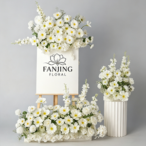 Composition florale artificielle en soie blanche pour allée de mariage, décoration de cérémonie, événementiel, vente en gros - Product Image 1