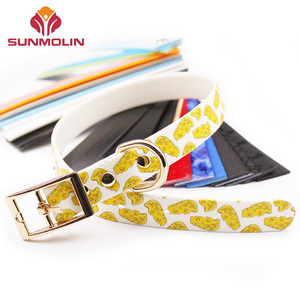 <span class=keywords><strong>Collar</strong></span> de perro impermeable con patrón personalizado, correa de cuero con textura de aleación de zinc, hebilla recubierta de silicona, pvc - Product Image 1