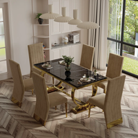 Chaises de salle à manger modernes en velours crème avec dossier en acier inoxydable pour la maison et l'hôtel