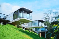 Capsule d'appartement préfabriquée intelligente, design moderne et luxueux, structure en acier, respirante, type capsule spatiale