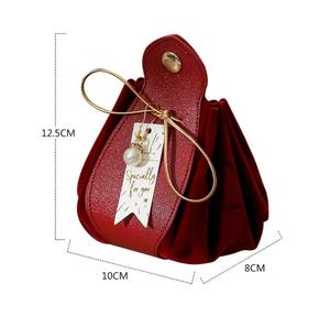 Venta al por mayor de terciopelo de lujo personalizado cordón boda bolsa de dulces de cuero Pu dulce regalo joyería bolsa bolsas para boda - Product Image 6