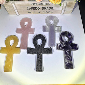 Fournisseur en gros de cristaux, cristal de quartz <span class=keywords><strong>clair</strong></span>, forme de croix Ankh, améthyste, sculpture polie artisanale pour collection - Product Image 1