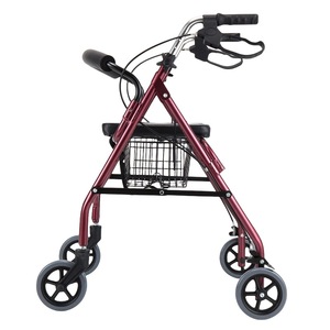 Elderly Walking Cart With Seat 4 PU Wheels Foldable Shopping <b>Trolley</b> For Grocery And Household Use - Product Image 5