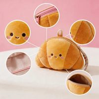 Porte-monnaie en peluche personnalisé mignon en forme de croissant, mini portefeuille, pochette pour écouteurs, petite pochette de maquillage Kawaii en peluche