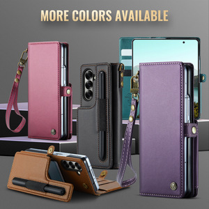 Funda de teléfono con tapa de libro con cinturón de cordón de alta calidad para <span class=keywords><strong>Samsung</strong></span> <span class=keywords><strong>Galaxy</strong></span> Z Fold 7 con ranura para bolígrafo bolsillo con ranura para tarjeta de crédito - Product Image 2