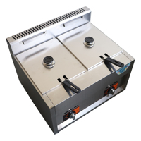 Friteuse professionnelle double cuve en acier inoxydable à gaz, idéale pour hôtels, restaurants, fermes et commerces alimentaires – Offre spéciale !