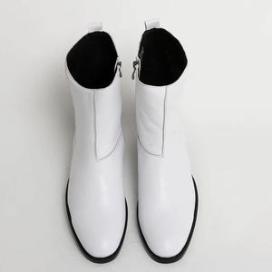 Bottes Martin en cuir de vachette à semelle épaisse, fermeture éclair latérale en cuir véritable, motifs sculptés à la main de style anglais - Product Image 6