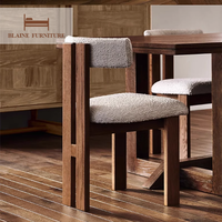 Chaise de salle à manger en tissu minimaliste nordique BLAINE, chaise d'appoint de luxe en bois massif, meubles de cuisine personnalisés pour restaurant