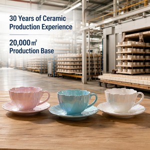 Set di Tazza e Piattino in Ceramica di Lusso da 240ml per Ragazze, per Tè del Pomeriggio, Design Moderno, Elegante Tazza da Caffè a Forma di Petalo per Casa, Idea Regalo - Product Image 6