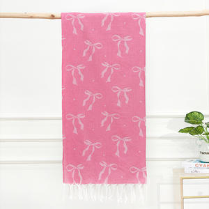 <span class=keywords><strong>Serviette</strong></span> <span class=keywords><strong>de</strong></span> plage turque d'été personnalisée en coton rayé jacquard sans sable avec nœud papillon - Product Image 1