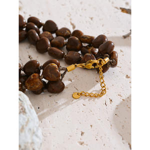 JINYOU New Trend Herbst Winter Retro Braun Acryl Herz Perlen Edelstahl Vergoldung Herz Anhänger Halskette - Product Image 5