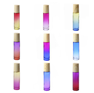 Flacons roll-on en verre 5 ml à dégradé <span class=keywords><strong>de</strong></span> couleurs pour soins <span class=keywords><strong>de</strong></span> la peau, huiles et parfums, avec bouchon en <span class=keywords><strong>bois</strong></span> et bille roulante en aluminium – Emballage cosmétique - Product Image 3