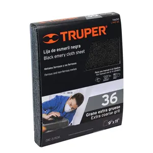 PAQUETE DE 25 lijas negras de óxido de aluminio, grano 36, TRUPER - Product Image 1