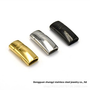 Toptan paslanmaz çelik 316L titanyum dikdörtgen düz manyetik toka Snap düğmesi DIY takı bilezik kordon aksesuarları - Product Image 5