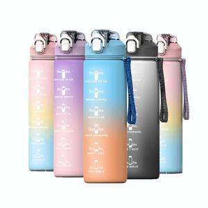 Custom logo 32oz portable fitness eco-friendly bpa free gradient plastic motivational water bottle for sport