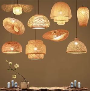 Rotin Art Lustre Restaurant Hôtel Lobby Hôtel Bambou Rotin Shell En Forme De Pendentif Lumière - Product Image 1