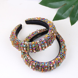 Serre-tête coloré en strass pour femme, accessoires capillaires exagérés, coiffe en éponge incrustée de diamants pour mariages et cadeaux d'anniversaire - Product Image 1