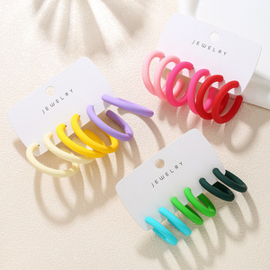 Pendientes de aro en forma de C, colores acrílicos tipo caramelo, diseño geométrico para mujer, joyería de moda - Product Image 2