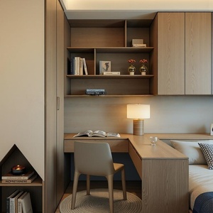 <b>Bedroom</b> Storage Solutions Modern Wood Tatami <b>Desk</b> Bookshelf with Minimalist Design <b>for</b> Apartment Villa & Hotel Use - Product Image 3