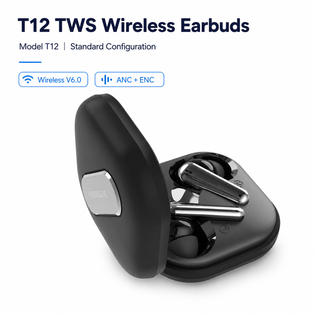 ANC ENC Wireless Earbuds TWS Headphones V6.0 Noise Cancelling In-Ear JL Chipset with 13MM Drivers and 400mAh Charging Case