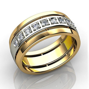 Unisex Two Tone Simple Ring Couple Style Fashion Jewelry Finger Ring - Product Image 1