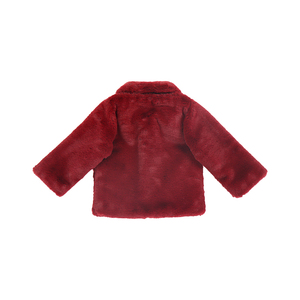 Manteau d'hiver en molleton pour filles, de couleur bordeaux, matière solide, avec doublure, vêtements d'extérieur pour enfants, pardessus pelucheux - Product Image 3