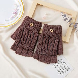 FF3182 jakarlı cabrio yarım parmak örgü eldivenler soğuk hava sürüş bisiklet eldivenler sıcak kış parmaksız eldiven - Product Image 4