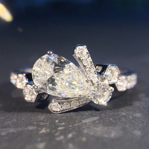 Anello da donna con piccola corona di lusso francese, a forma di goccia d'acqua, floreale, elegante, ornamento da principessa - Product Image 6
