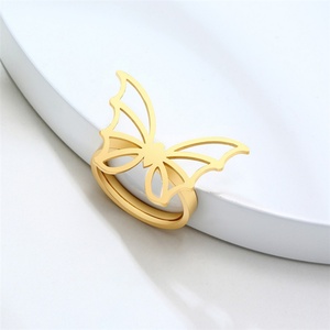 2021 New Design Fashion Stainless Steek Signet <b>Finger</b> Chunky <b>Ring</b> 18K Gold Plated butterfly Jewelry <b>Rings</b> Women - Product Image 2