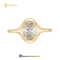 1,5ct Moissanit-Ringe VVS 18K Vergoldetes 925 Sterling Silber GRA-Zertifiziert Damen Verlobungsring Ovaler Moissanit-Ring