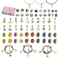 Kit de Pulseras DIY de Aleación con Diseño de Unicornio Rosa de 67 Piezas para Niños, Set de Componentes de Joyería, el Más Vendido