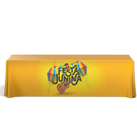 Nappe de table en polyester imprimée sur mesure de 1,80 m, drapée sur 3 côtés, avec logo personnalisé pour stand d'exposition et événement