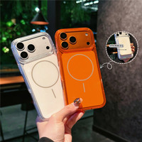 Pour iPhone 17/17 Pro/17 Air/17 Pro Max Officiel Orange Magnétique Téléphone Cas TPU + PC Clair Antichoc Personnalisé Téléphone Couvre