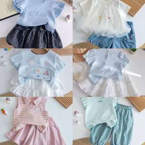 Nouveaux produits à succès, vêtements pour bébé neutres en 2 pièces, ensembles de vêtements pour bébé occidentaux, ensembles de vêtements en mousseline pour enfants pour l'été - Product Image 4