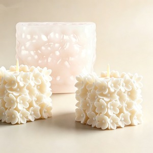 Hydrangea Scented Pillar <b>Candles</b> With Flower Design For Wedding Decor And DIY <b>Candle</b> Making Kits - Product Image 3