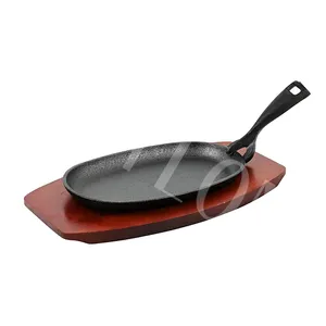 Utensilios de cocina de hierro fundido antiadherente Sartén de hierro fundido Placa chisporroteante con mango