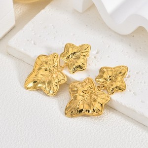 Pendientes Unisex de Acero Inoxidable con Baño Electrolítico, Diseño Retro Dorado de Girasol, Estilo Europeo Americano, Lujo Ligero, Alta Gama, Exagerados - Product Image 4